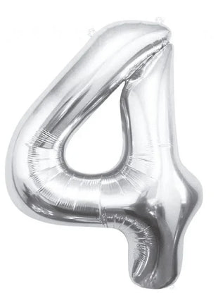 Ezüst Silver 4-es szám fólia lufi 85 cm