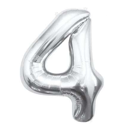 Ezüst Silver 4-es szám fólia lufi 85 cm