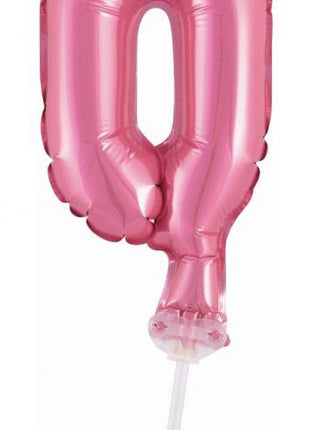 Rózsaszín 0-ás Pink szám fólia lufi tortára 13 cm