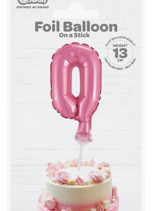 Rózsaszín 0-ás Pink szám fólia lufi tortára 13 cm