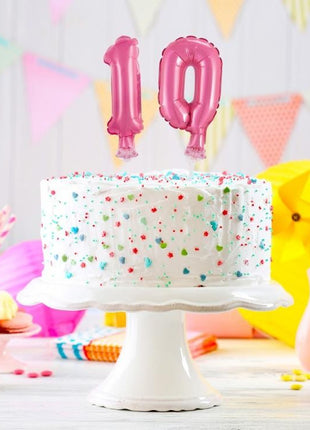 Rózsaszín 0-ás Pink szám fólia lufi tortára 13 cm
