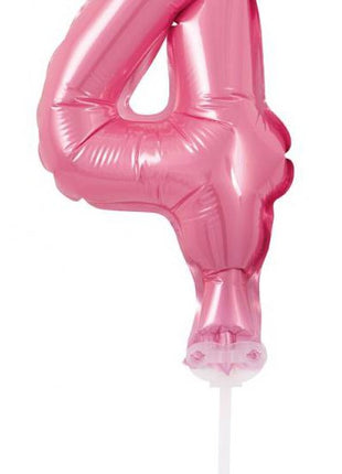 Rózsaszín 4-es Pink szám fólia lufi tortára 13 cm