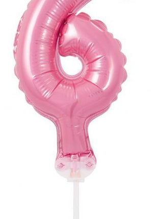 Rózsaszín 6-os Pink szám fólia lufi tortára 13 cm