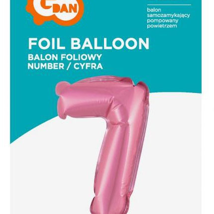 Rózsaszín 7-es Pink szám fólia lufi tortára 13 cm