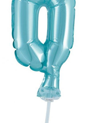 Kék 0-ás Light Blue szám fólia lufi tortára 13 cm