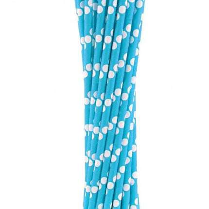 Kék Blue Polka Dots papír szívószál 24 db-os