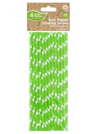 Zöld Green Polka Dots papír szívószál 24 db-os