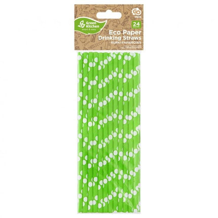 Zöld Green Polka Dots papír szívószál 24 db-os
