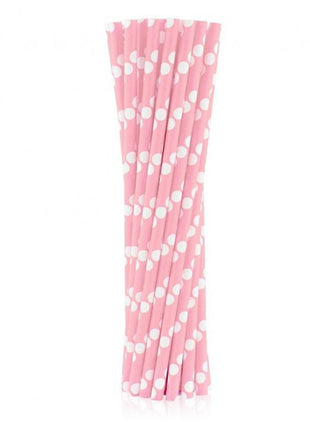 Rózsaszín Light Pink Polka Dots papír szívószál 24 db-os