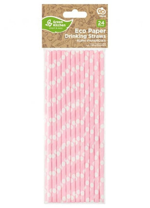 Rózsaszín Light Pink Polka Dots papír szívószál 24 db-os