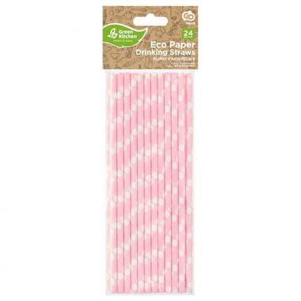 Rózsaszín Light Pink Polka Dots papír szívószál 24 db-os