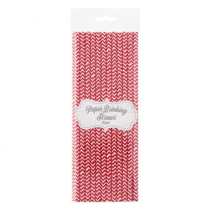 Piros Red Chevron papír szívószál 24 db-os