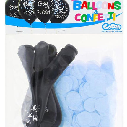 Boy or Girl, Kék konfettivel töltött léggömb, lufi 4 db-os 12 inch (30 cm)