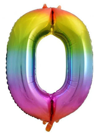 Szivárvány Rainbow 0-ás szám fólia lufi 85 cm