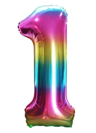 Szivárvány Rainbow 1-es szám fólia lufi 85 cm