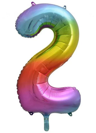 Szivárvány Rainbow 2-es szám fólia lufi 85 cm