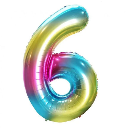 Szivárvány Rainbow 6-os szám fólia lufi 85 cm