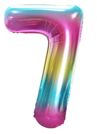 Szivárvány Rainbow 7-es szám fólia lufi 85 cm