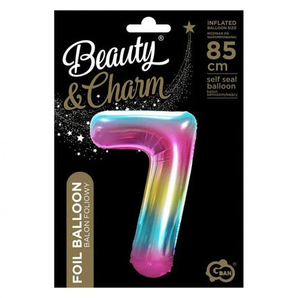 Szivárvány Rainbow 7-es szám fólia lufi 85 cm