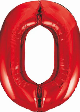 Piros 0-ás Red szám fólia lufi 85 cm