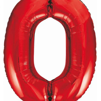 Piros 0-ás Red szám fólia lufi 85 cm