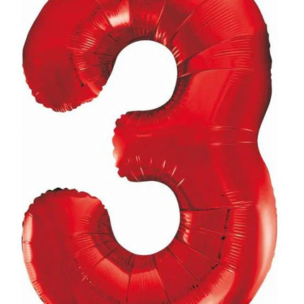 Piros Red 3-as szám fólia lufi 85 cm