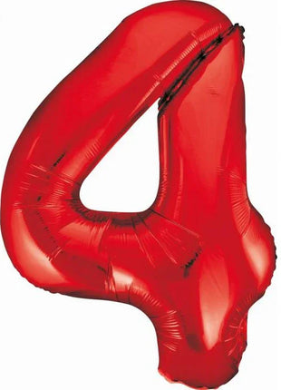 Piros 4-es Red szám fólia lufi 85 cm