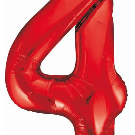 Piros 4-es Red szám fólia lufi 85 cm