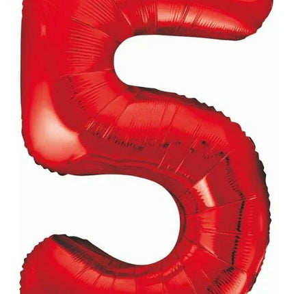 Piros 5-ös Red szám fólia lufi 85 cm