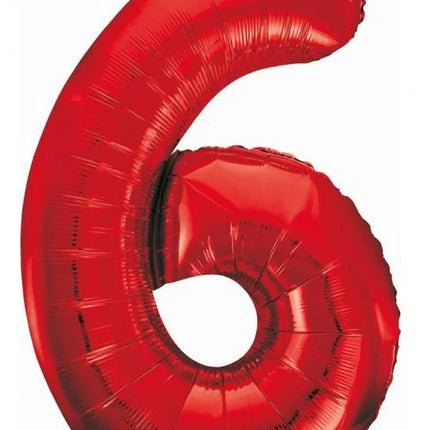 Piros 6-os Red szám fólia lufi 85 cm