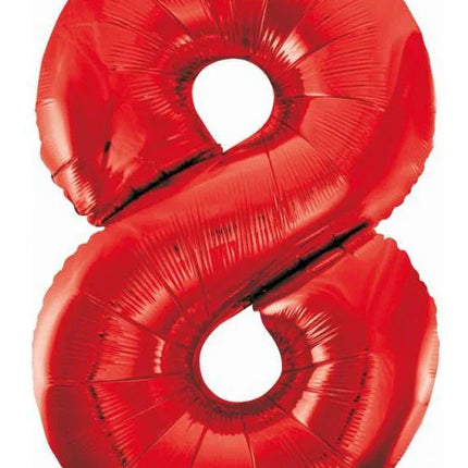 Piros 8-as Red szám fólia lufi 85 cm