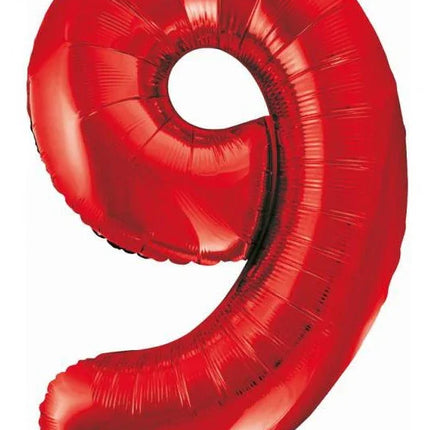 Piros 9-es Red szám fólia lufi 85 cm