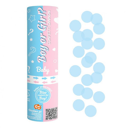 Boy or Girl Reveal konfetti kilövő 15 cm kék konfettivel