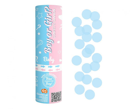 Boy or Girl Reveal konfetti kilövő 15 cm kék konfettivel