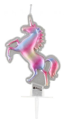 Unikornis Metallic tortagyertya 8 cm