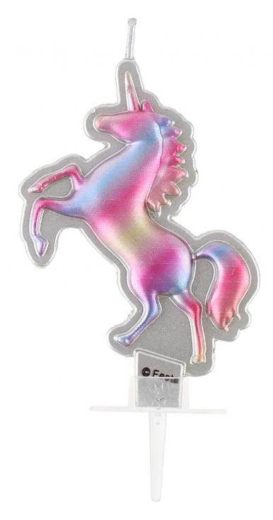 Unikornis Metallic tortagyertya 8 cm