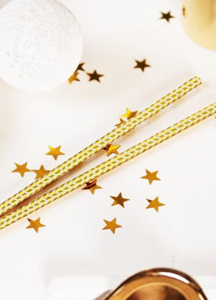 Arany Gold Chevron papír szívószál 12 db-os