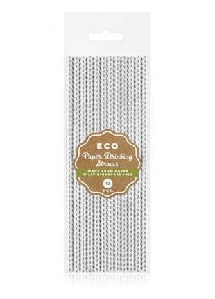 Ezüst Silver Chevron papír szívószál 12 db-os