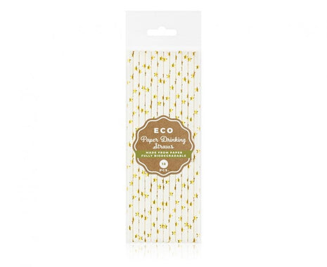 Arany Gold Stars papír szívószál 12 db-os