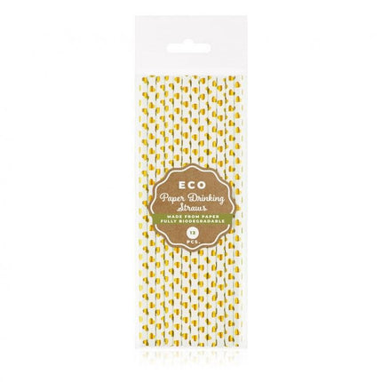 Arany szív Gold Heart papír szívószál 12 db-os