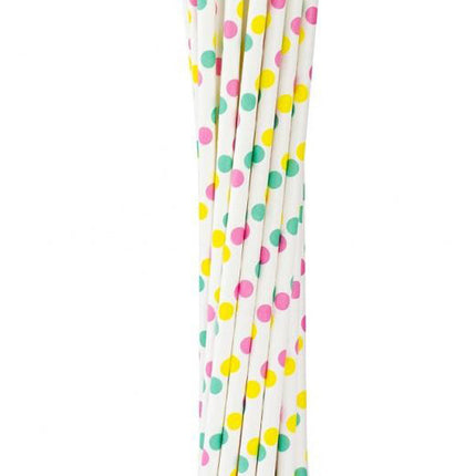 Színes Colorful Dots papír szívószál 12 db-os