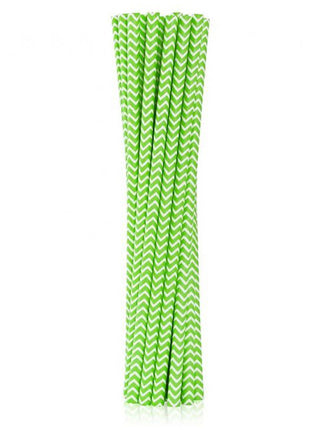 Zöld Lime Green Chevron papír szívószál 12 db-os