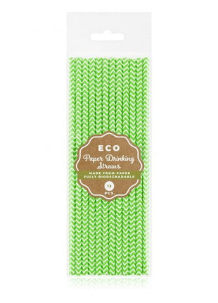 Zöld Lime Green Chevron papír szívószál 12 db-os