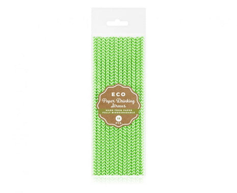 Zöld Lime Green Chevron papír szívószál 12 db-os