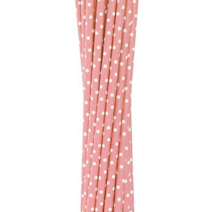 Rózsaszín Light Pink Dots papír szívószál 12 db-os