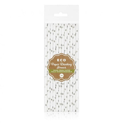 Ezüst Silver Stars papír szívószál 12 db-os