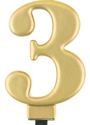 Arany 3-as Metallic számgyertya, tortagyertya