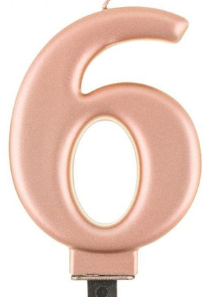 Rose Gold 6-os Metallic számgyertya, tortagyertya