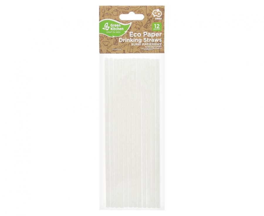 Fehér White papír szívószál 12 db-os