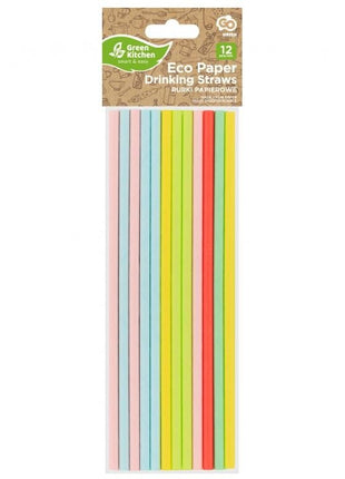 Színes Pastel papír szívószál 12 db-os